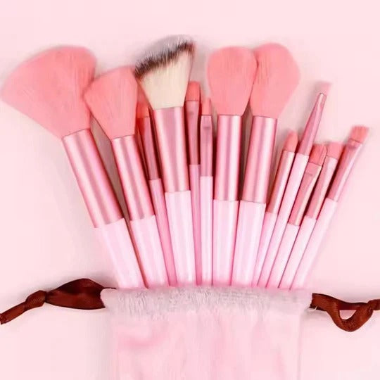 13 Pieces Soft Fluffy Makeup Brush Set– Complete Pink Makeup Brush Kit